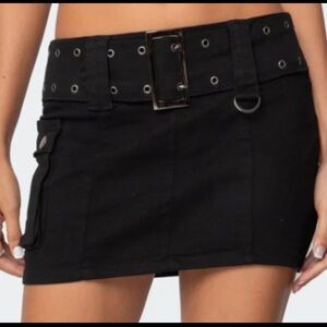 Edikted Black Mini Skirt with Eyelet Belt